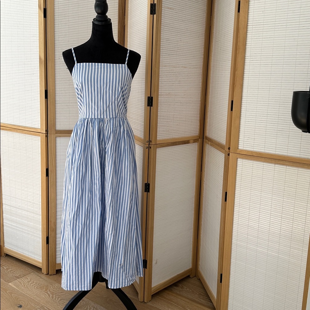 Classic Blue and White Striped Sundress Free Assembly XS